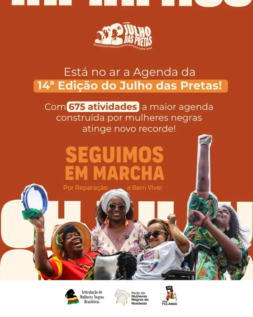 Está no ar a Agenda Coletiva da 14ª Edição do Julho das Pretas 2026